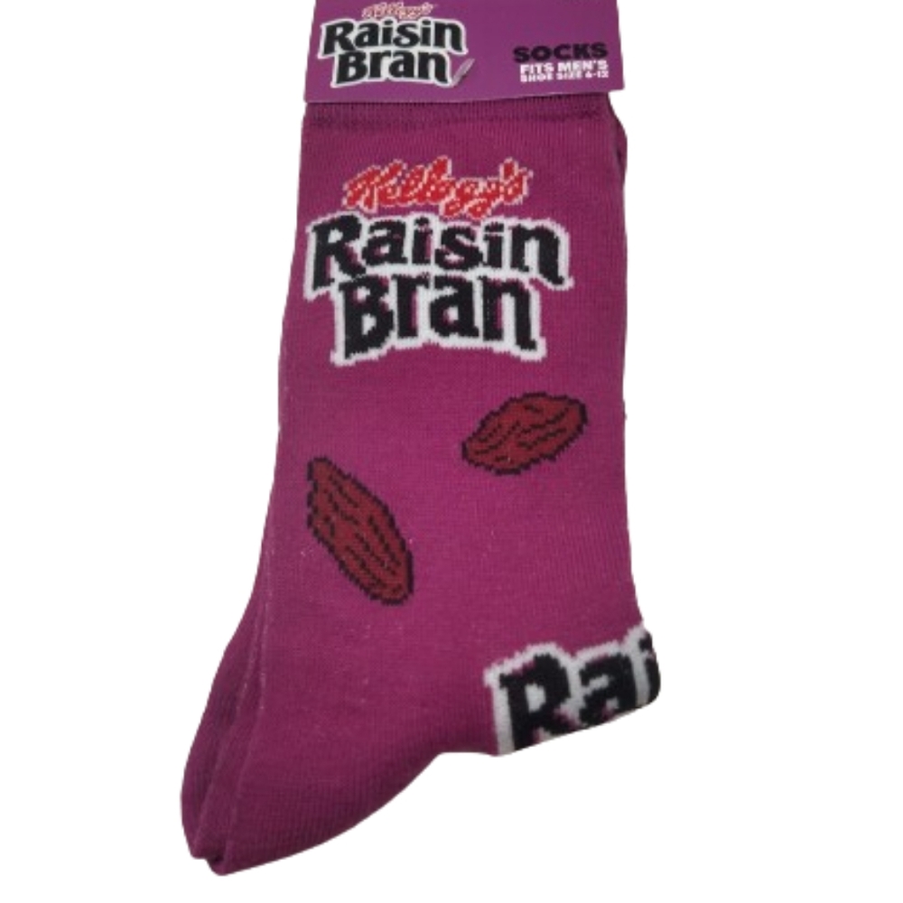 Kellogg's 'Raisin Bran' Novelty Crew Socks - Size 6 - 12 *NEW*